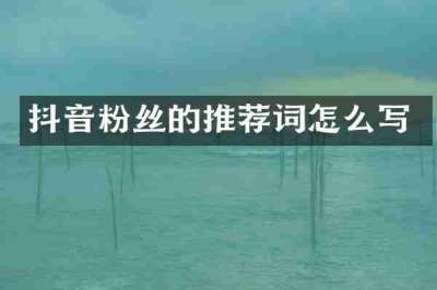 抖音粉丝的推荐词怎么写