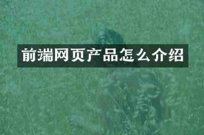 前端网页产品怎么介绍