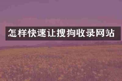 怎样快速让搜狗收录网站