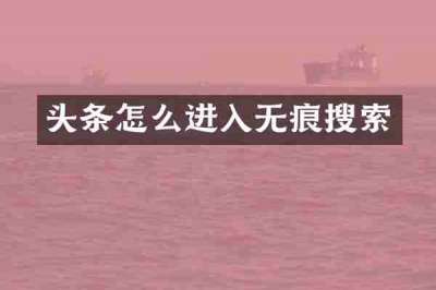 头条怎么进入无痕搜索