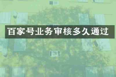 百家号业务审核多久通过