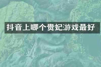 抖音上哪个贵妃游戏最好