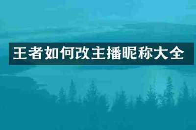 王者如何改主播昵称大全
