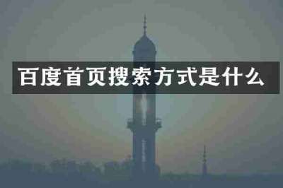 百度首页搜索方式是什么