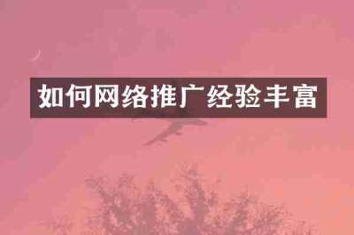 如何网络推广经验丰富