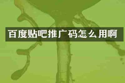 百度贴吧推广码怎么用啊