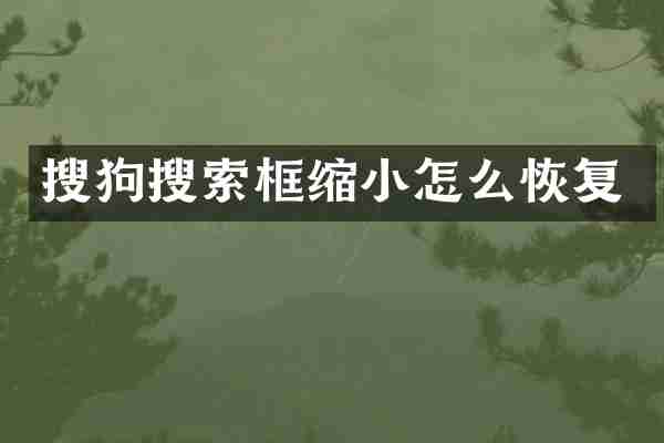 搜狗搜索框缩小怎么恢复