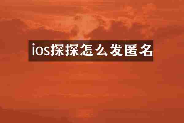ios探探怎么发匿名