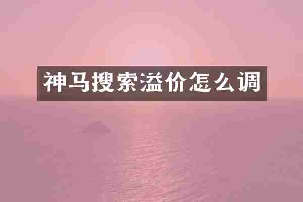 神马搜索溢价怎么调