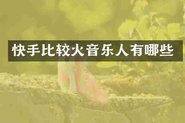 快手比较火音乐人有哪些