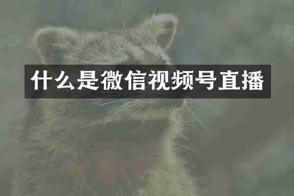 什么是微信视频号直播