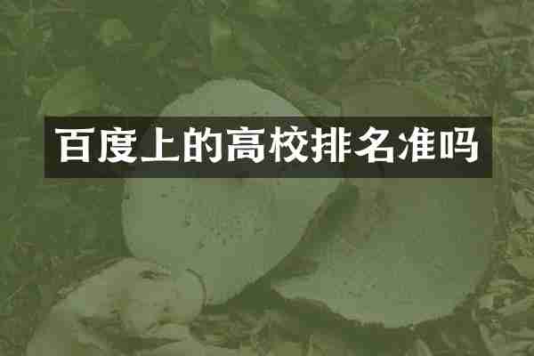百度上的高校排名准吗
