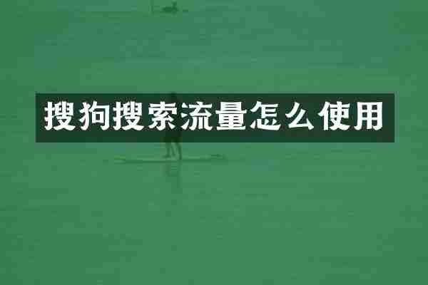 搜狗搜索流量怎么使用
