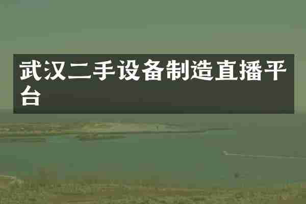武汉二手设备制造直播平台