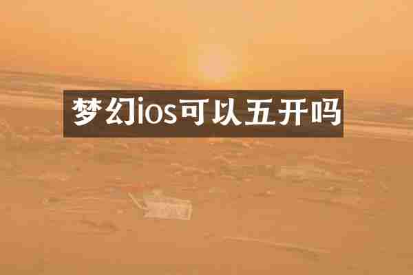 梦幻ios可以五开吗