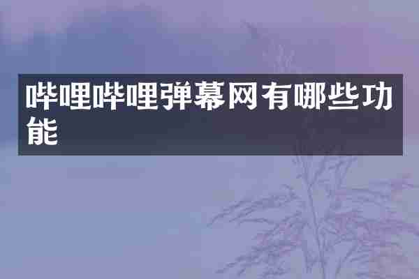 哔哩哔哩弹幕网有哪些功能