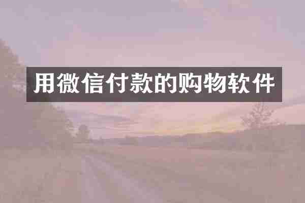 用微信付款的购物软件