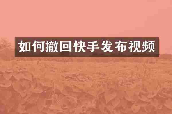 如何撤回快手发布视频