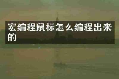 宏编程鼠标怎么编程出来的