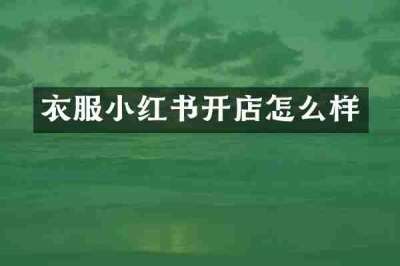 衣服小红书开店怎么样