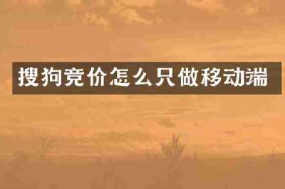 搜狗竞价怎么只做移动端