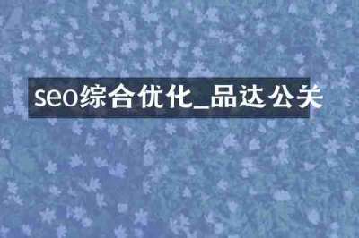 seo综合优化_品达公关