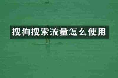 搜狗搜索流量怎么使用