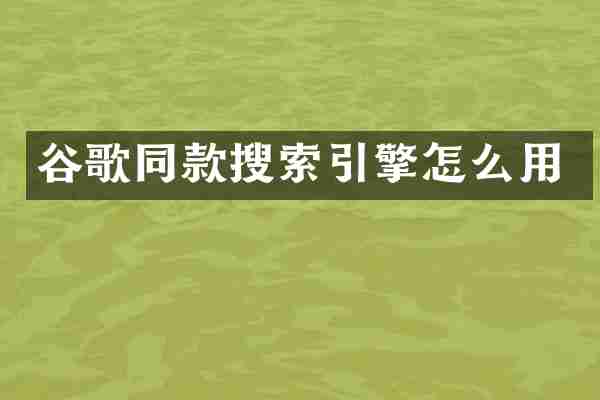 谷歌同款搜索引擎怎么用