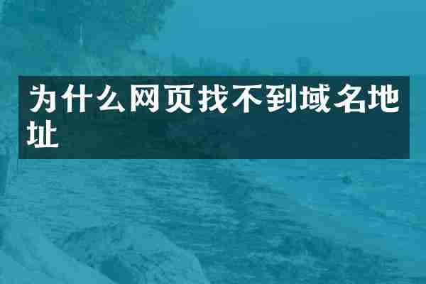 为什么网页找不到域名地址