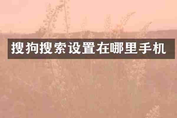 搜狗搜索设置在哪里手机