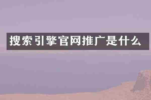搜索引擎官网推广是什么