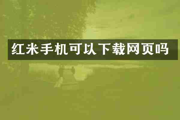 红米手机可以下载网页吗