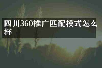 四川360推广匹配模式怎么样