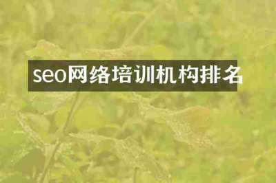 seo网络培训机构排名