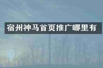 宿州神马首页推广哪里有