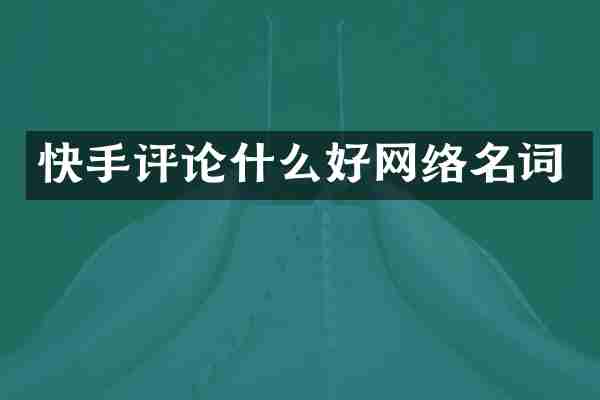 快手评论什么好网络名词