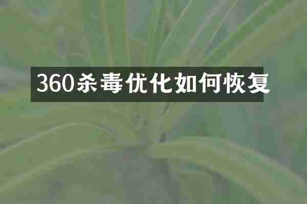 360优化如何恢复
