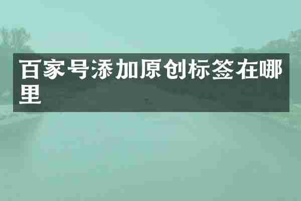 百家号添加原创标签在哪里