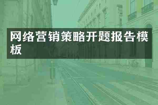 网络营销策略开题报告模板
