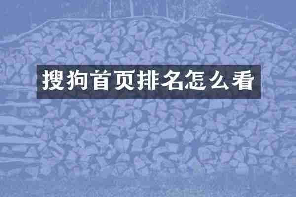 搜狗首页排名怎么看