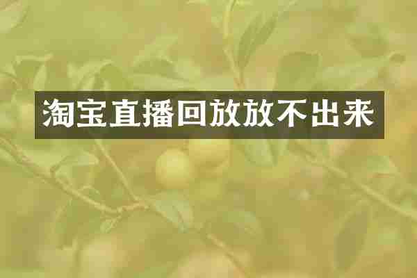 淘宝直播回放放不出来