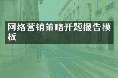 网络营销策略开题报告模板