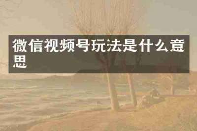 微信视频号玩法是什么意思