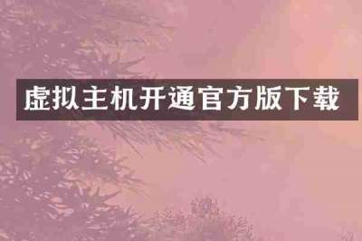 虚拟主机开通官方版下载