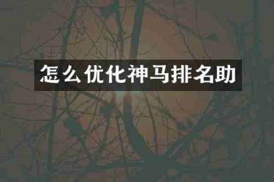 怎么优化神马排名助