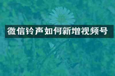 微信铃声如何新增视频号