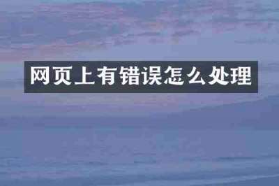 网页上有错误怎么处理