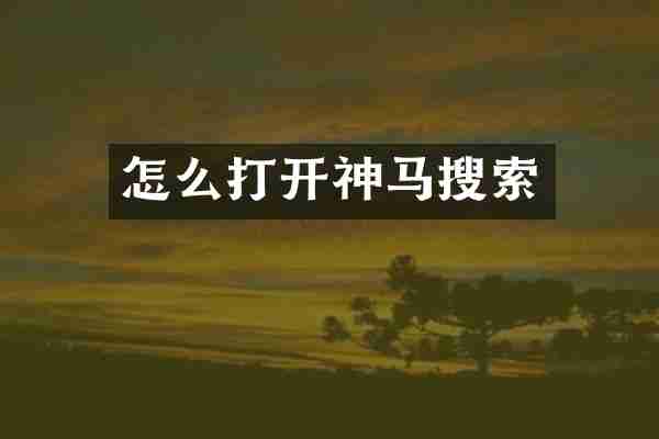 怎么打开神马搜索