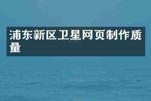 浦东新区卫星网页制作质量