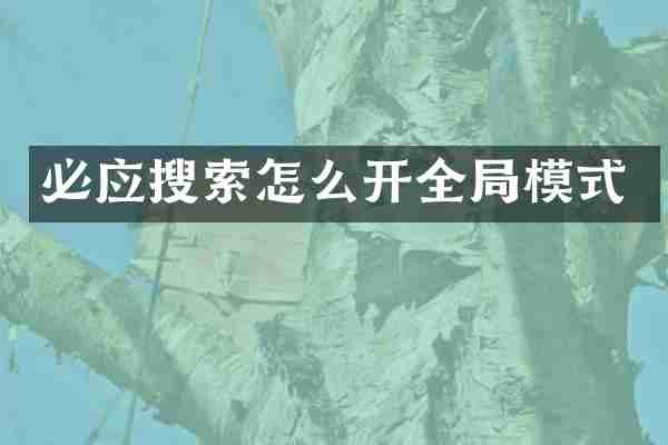 必应搜索怎么开全局模式
